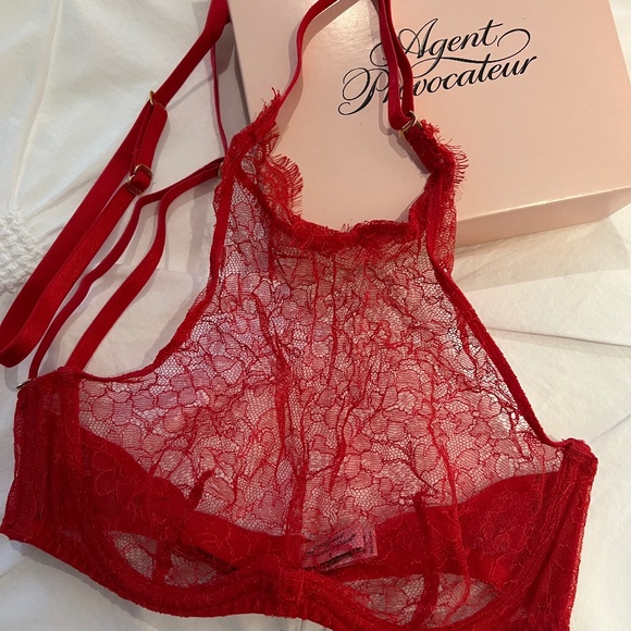 Agent Provacteur Red Lace High Neck Size 2 Bra - Picture 1 of 7